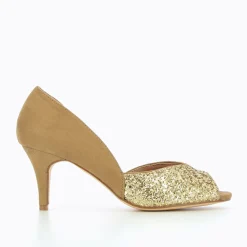 Vanessa Wu Escarpins>Escarpins Peep-Toe Diane Camel Et Or