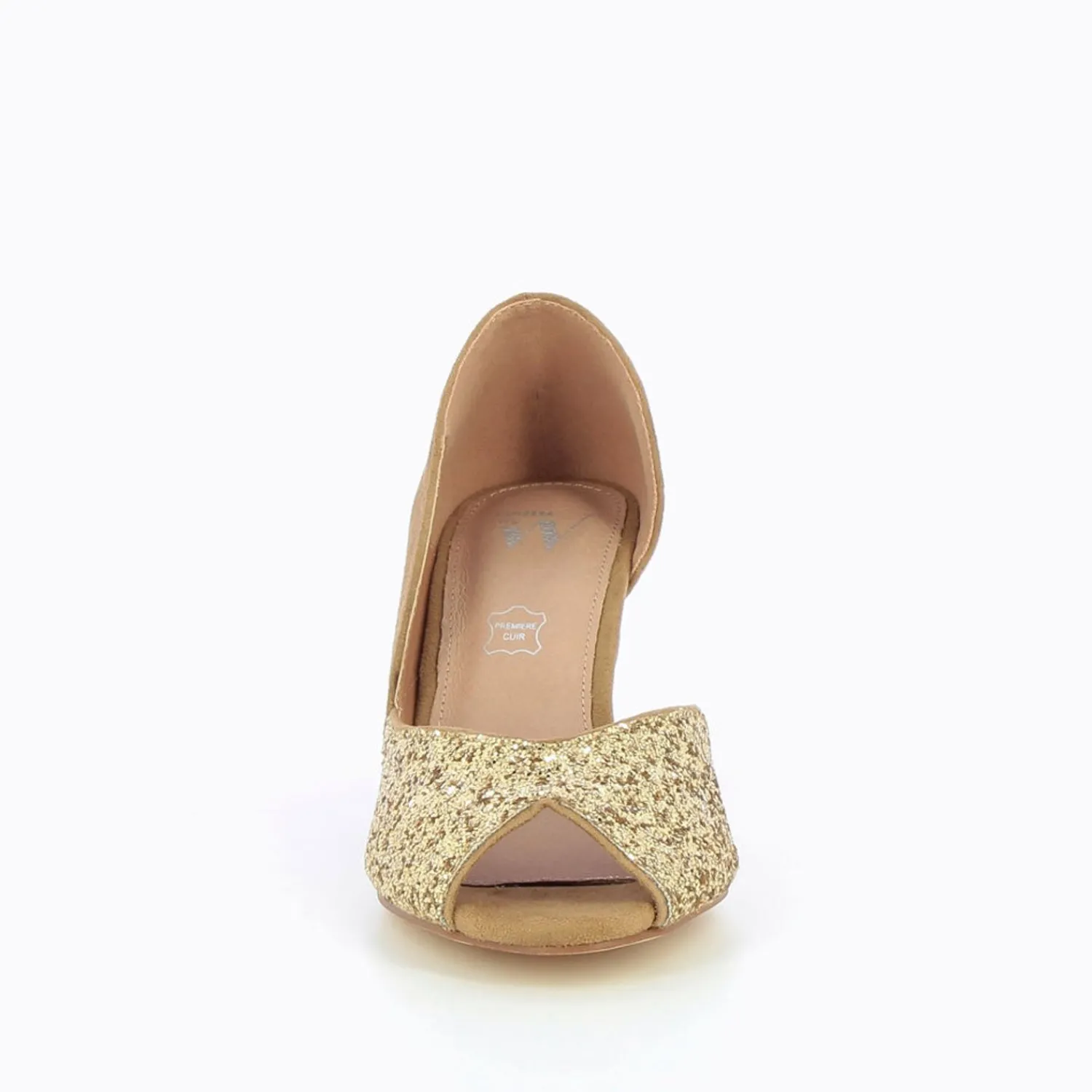 Vanessa Wu Escarpins>Escarpins Peep-Toe Diane Camel Et Or