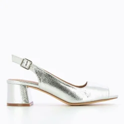Vanessa Wu Escarpins>Escarpins Peep-Toe Maureen Effet Craquele Argent