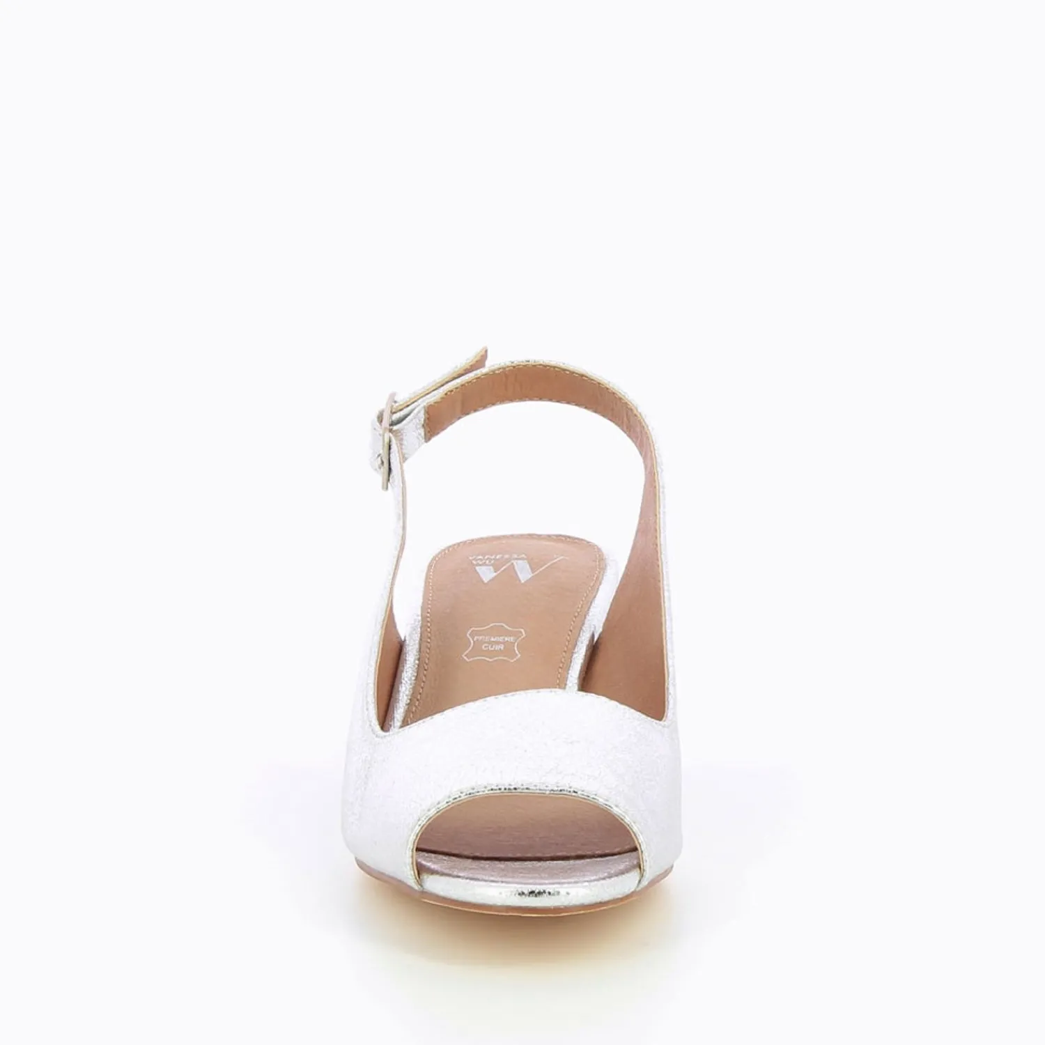Vanessa Wu Escarpins>Escarpins Peep-Toe Maureen Effet Craquele Argent