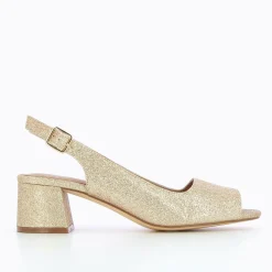 Vanessa Wu Escarpins>Escarpins Peep-Toe Maureen A Paillettes Or