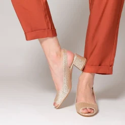 Vanessa Wu Escarpins>Escarpins Peep-Toe Maureen A Paillettes Or