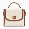 Vanessa Wu Sacs>Mini Sac A Main Victoria Ivoire Et Camel En Faux Shearling