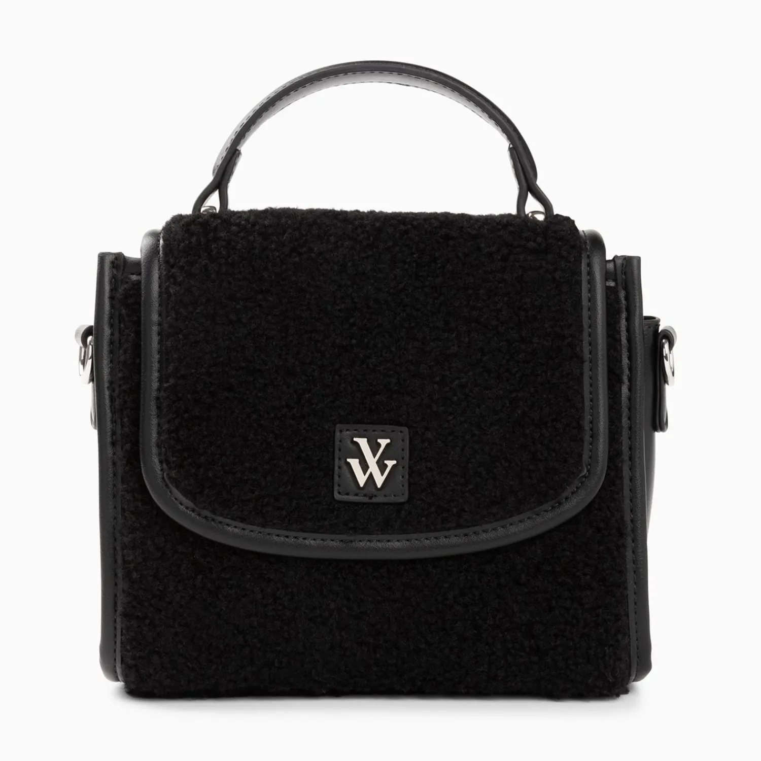 Vanessa Wu Sacs>Mini Sac A Main Victoria Noir En Faux Shearling