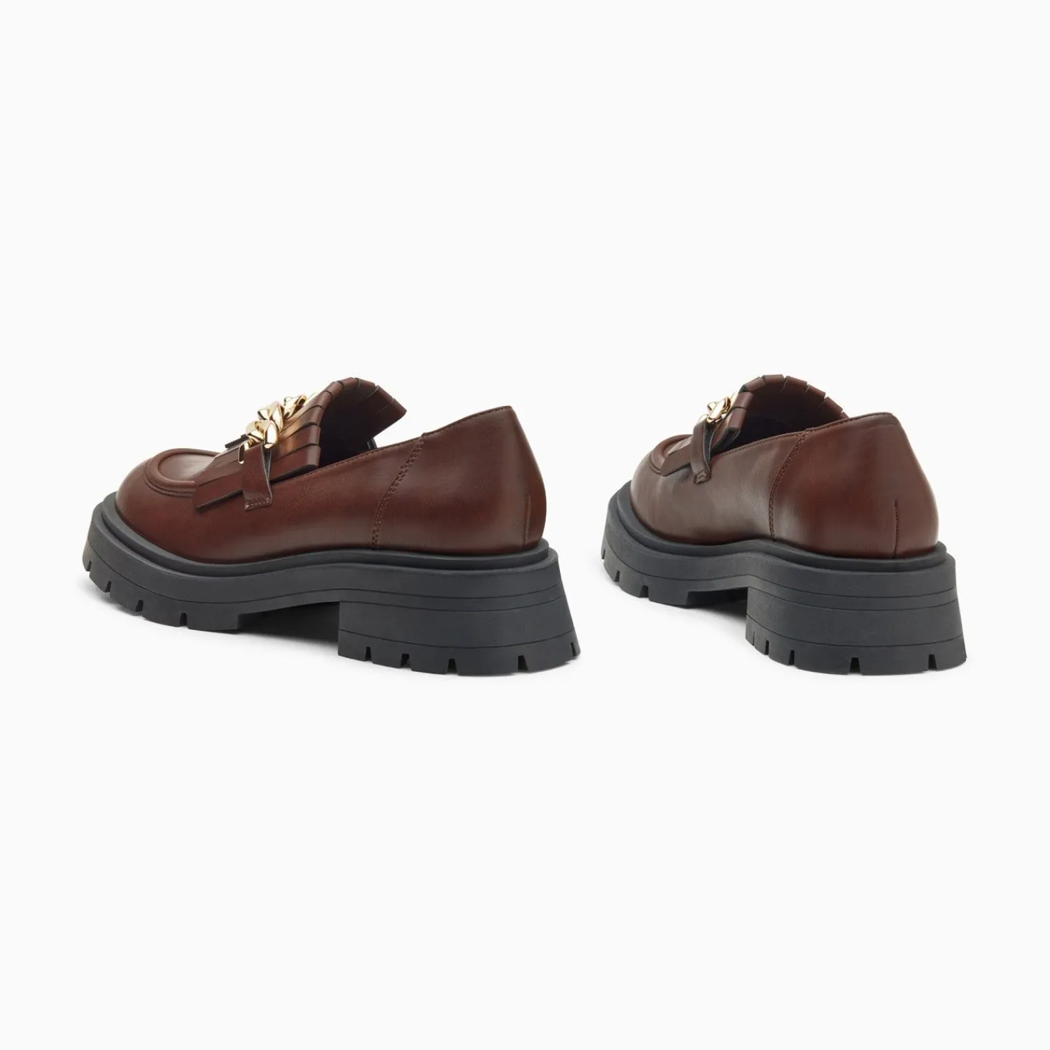 Vanessa Wu Mocassins, Derbies, Ballerines>Mocassins Angele Marron A Chaine Or Et Semelle Crantee