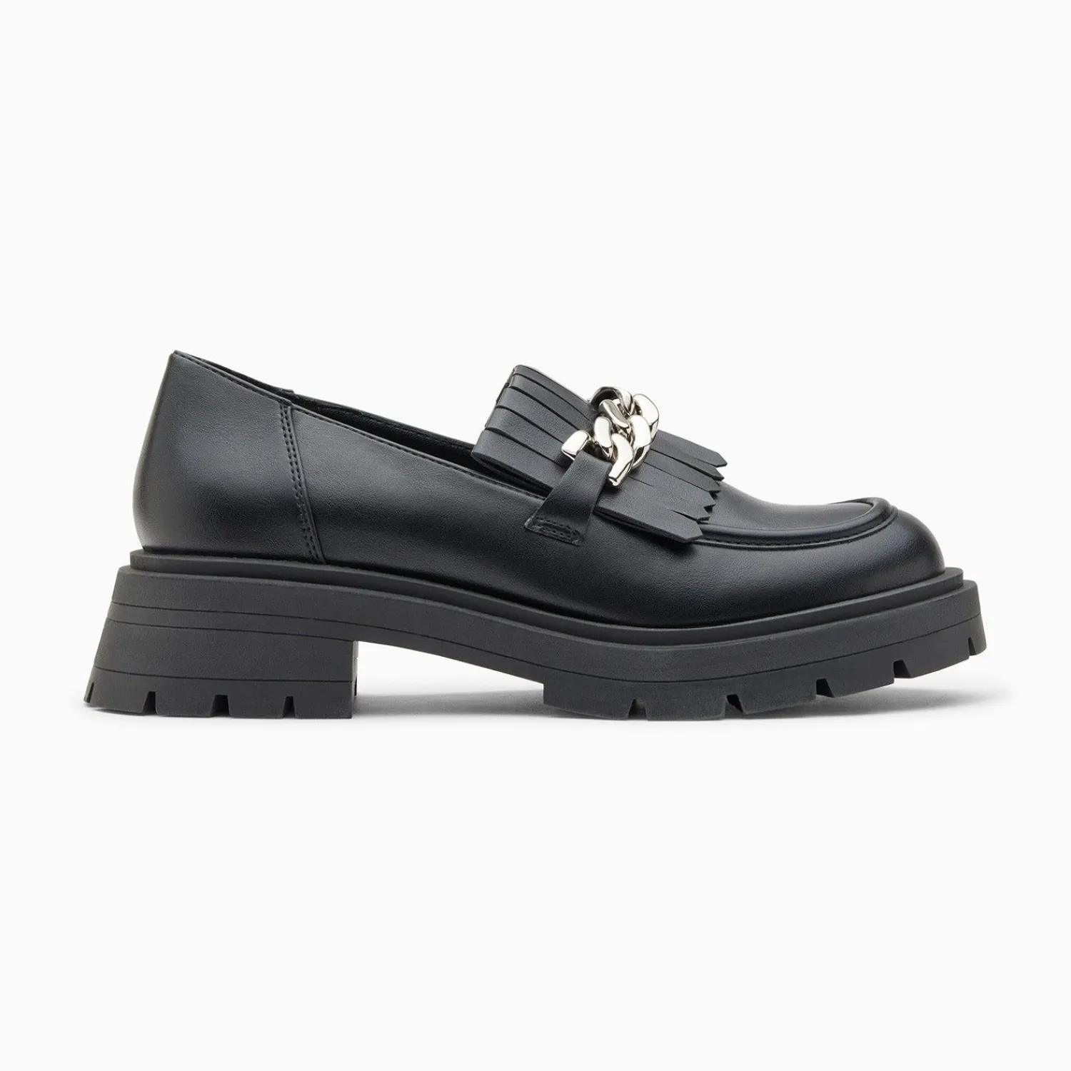 Vanessa Wu Mocassins, Derbies, Ballerines>Mocassins Angele Noirs A Chaine Argent Et Semelle Crantee