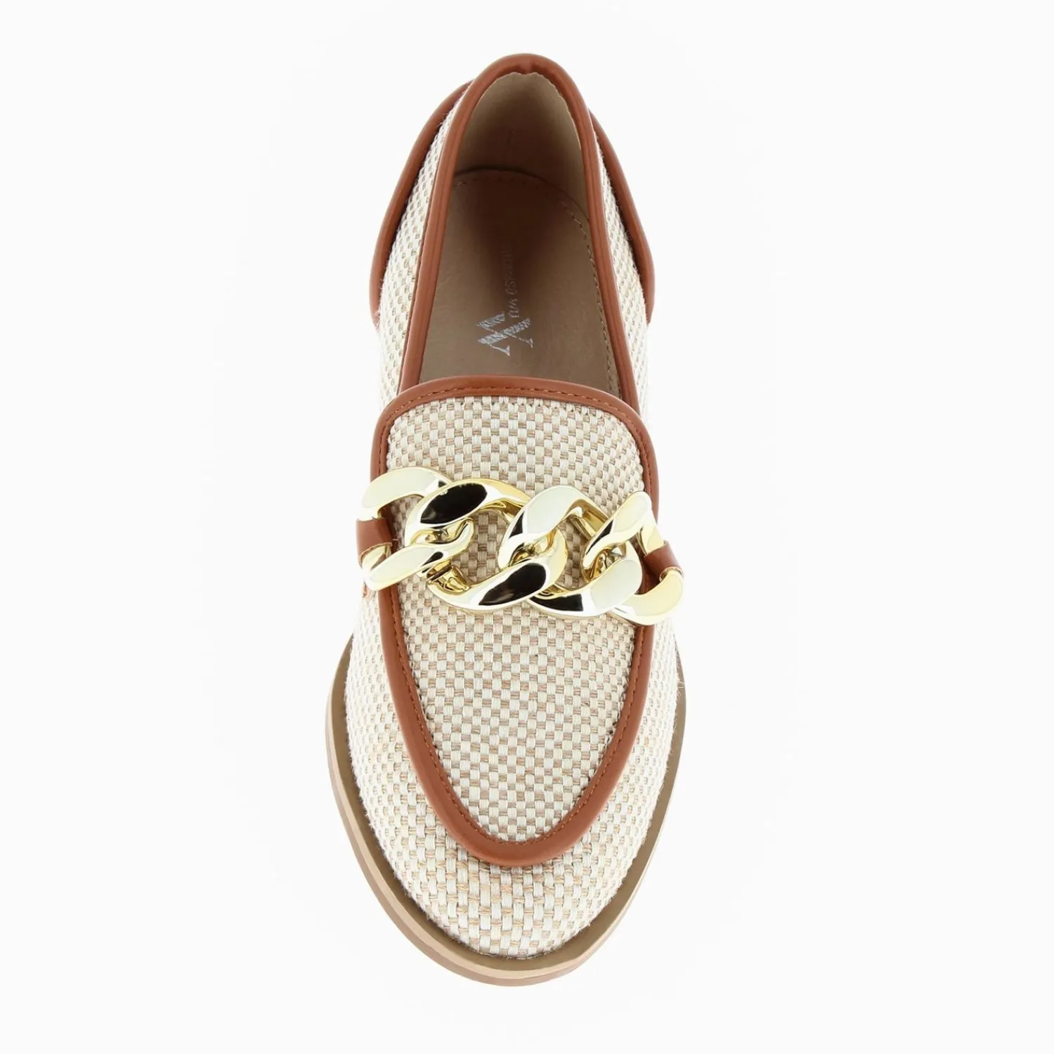 Vanessa Wu Mocassins, Derbies, Ballerines>Mocassins Barbara Beiges A Chaine Or