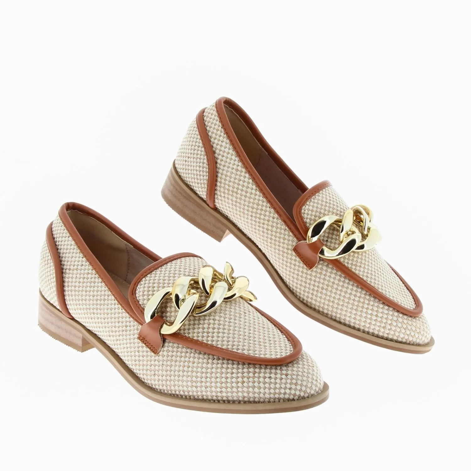 Vanessa Wu Mocassins, Derbies, Ballerines>Mocassins Barbara Beiges A Chaine Or