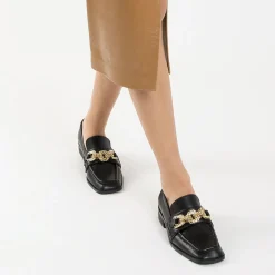 Vanessa Wu Mocassins, Derbies, Ballerines>Mocassins Denise Noirs A Chaine Or Multi-Maillons