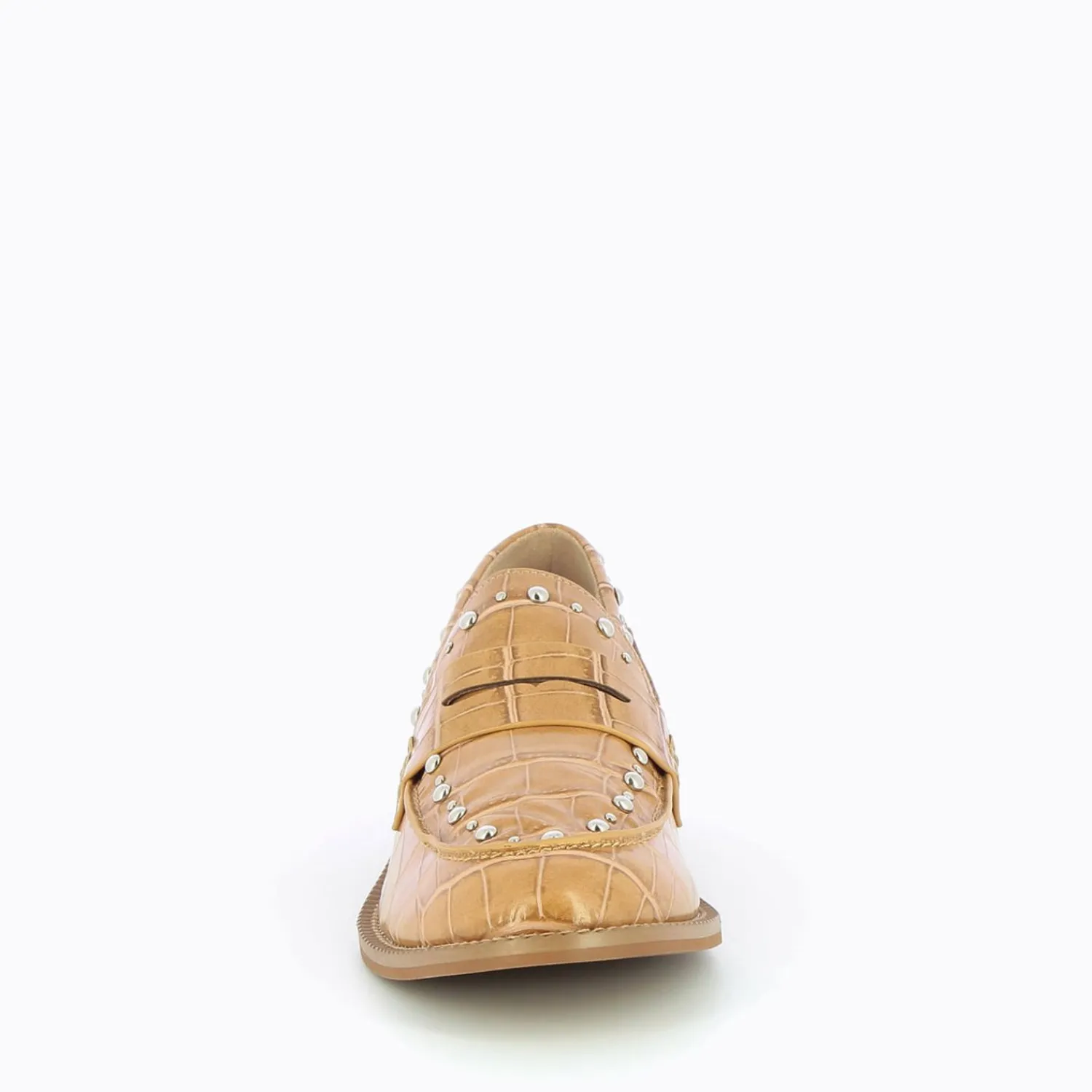Vanessa Wu Mocassins, Derbies, Ballerines>Mocassins Nadege Camel Effet Croco A Clous