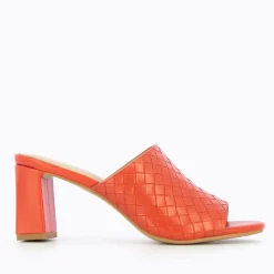 Vanessa Wu Sandales À Talon, Compensées>Mules A Talon Melaurie Rouge Effet Tresse