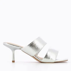 Vanessa Wu Sandales À Talon, Compensées>Mules Elia Argent A Brides Rembourrees