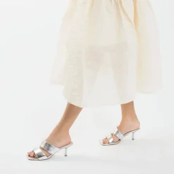 Vanessa Wu Sandales À Talon, Compensées>Mules Elia Argent A Brides Rembourrees