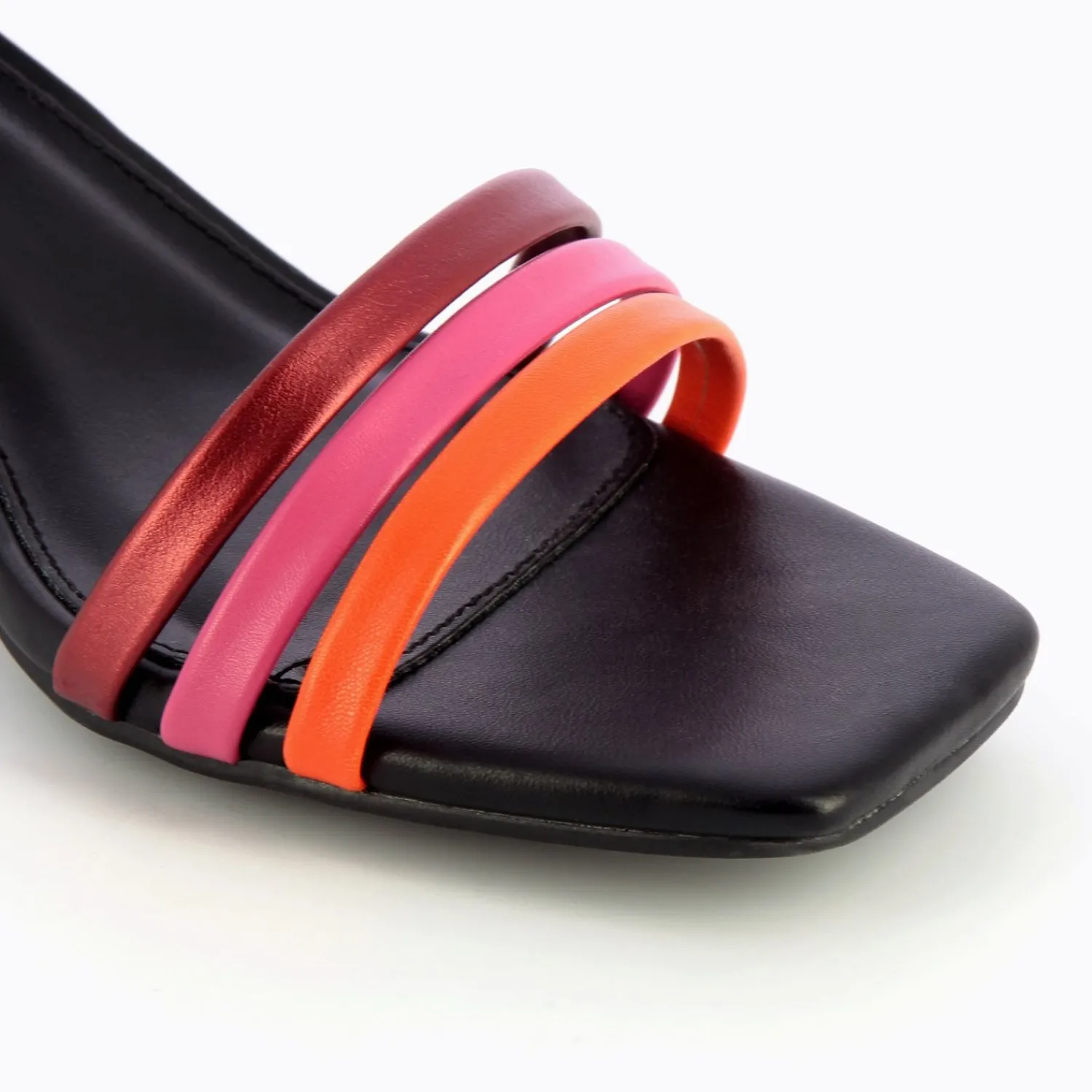 Vanessa Wu Sandales À Talon, Compensées>Mules Gaetane Noires A Brides Multicolores