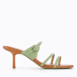 Vanessa Wu Sandales À Talon, Compensées>Mules Kitten Heel Axelle Vert Amande