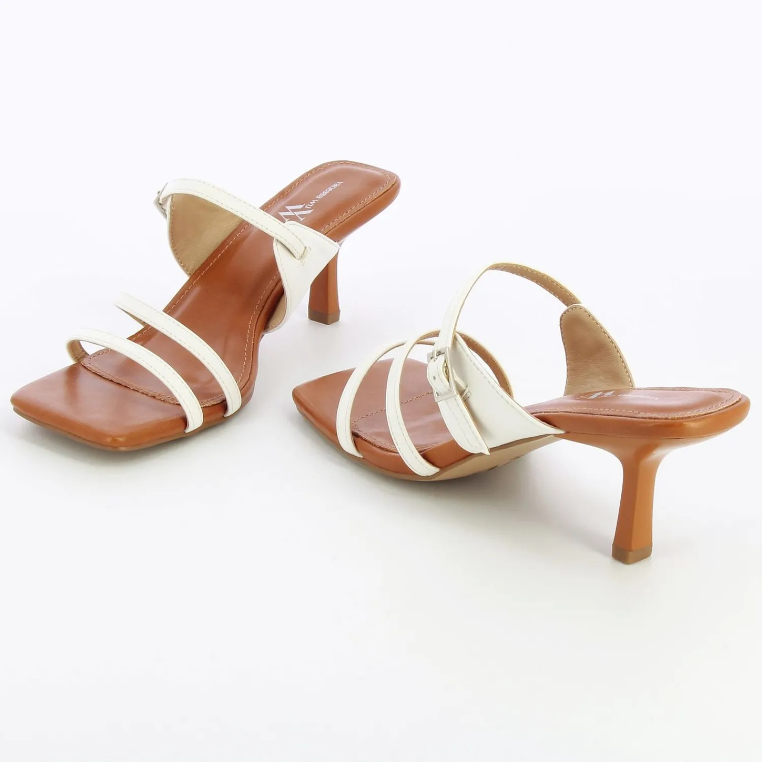 Vanessa Wu Sandales À Talon, Compensées>Mules Kitten Heel Axelle Blanches