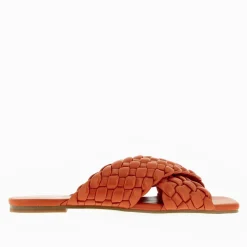 Vanessa Wu Sandales Plates>Mules Lillianna Brique A Larges Brides Tressees Croisees