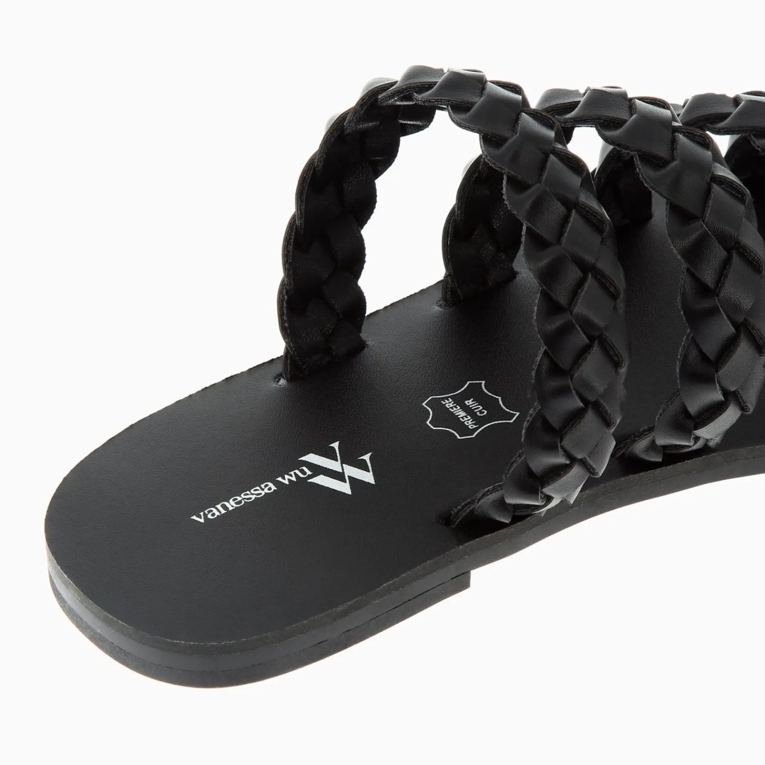 Vanessa Wu Sandales Plates>Mules Mila A Brides Tressees Noires