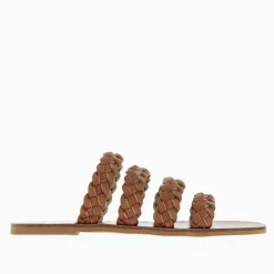 Vanessa Wu Sandales Plates>Mules Mila A Brides Tressees Camel