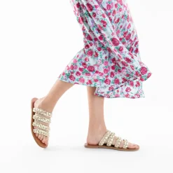 Vanessa Wu Sandales Plates>Mules Mila A Brides Tressees Or