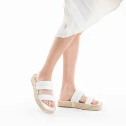 Vanessa Wu Sandales Plates>Mules Nala Beige Clair A Plateforme Cordes