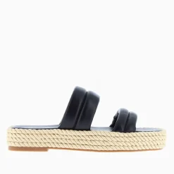 Vanessa Wu Sandales Plates>Mules Nala Noires A Plateforme Cordes