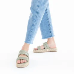 Vanessa Wu Sandales Plates>Mules Nala Vert Pastel A Plateforme Cordes