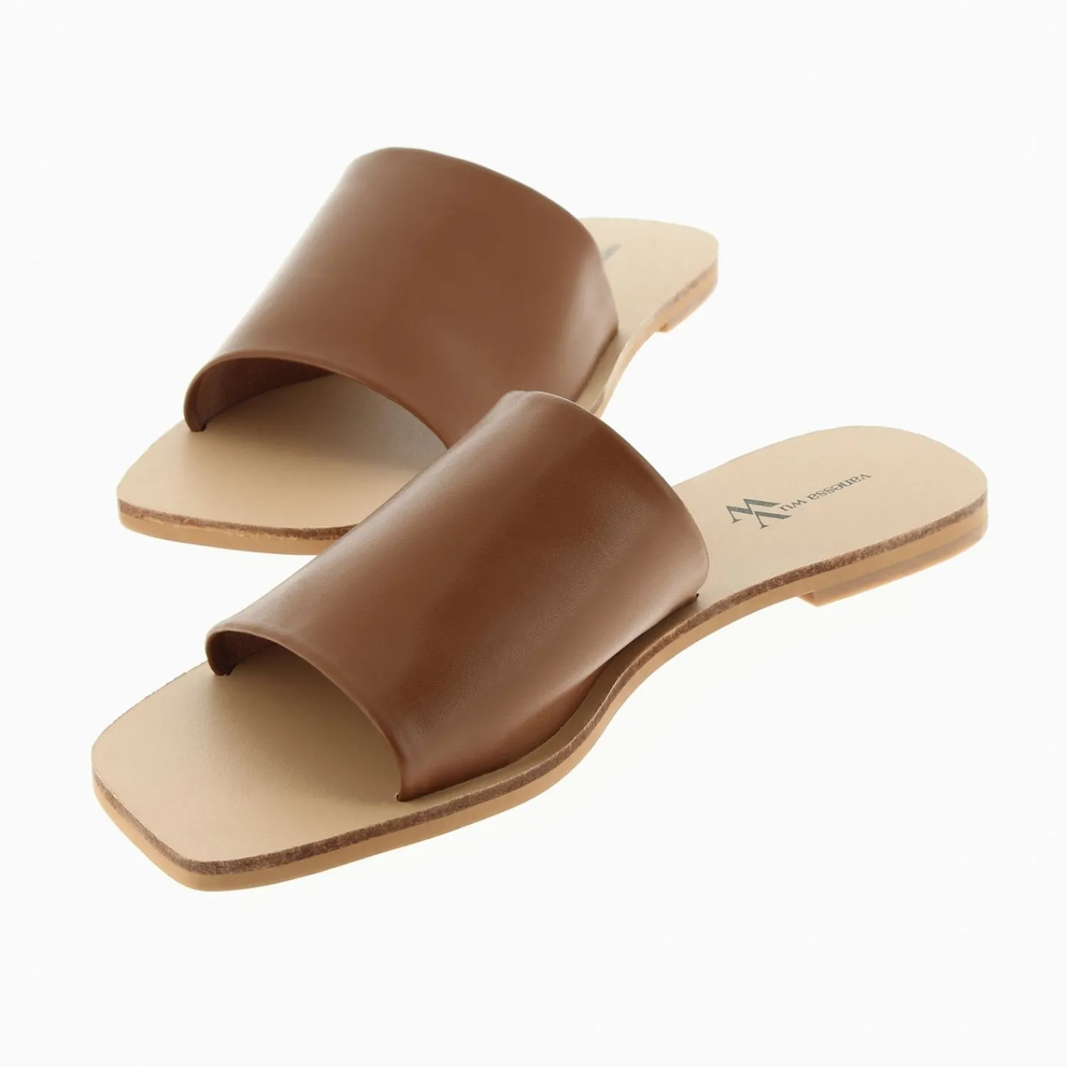 Vanessa Wu Sandales Plates>Mules Plates Sandra A Large Bride Camel