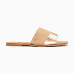 Vanessa Wu Sandales Plates>Mules Plates Soeacik Bi-Matiere Beige Et Rose Gold