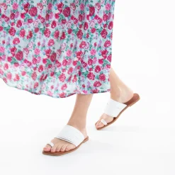 Vanessa Wu Sandales Plates>Mules Thea Blanches A Multiples Brides Et Passe-Pouce