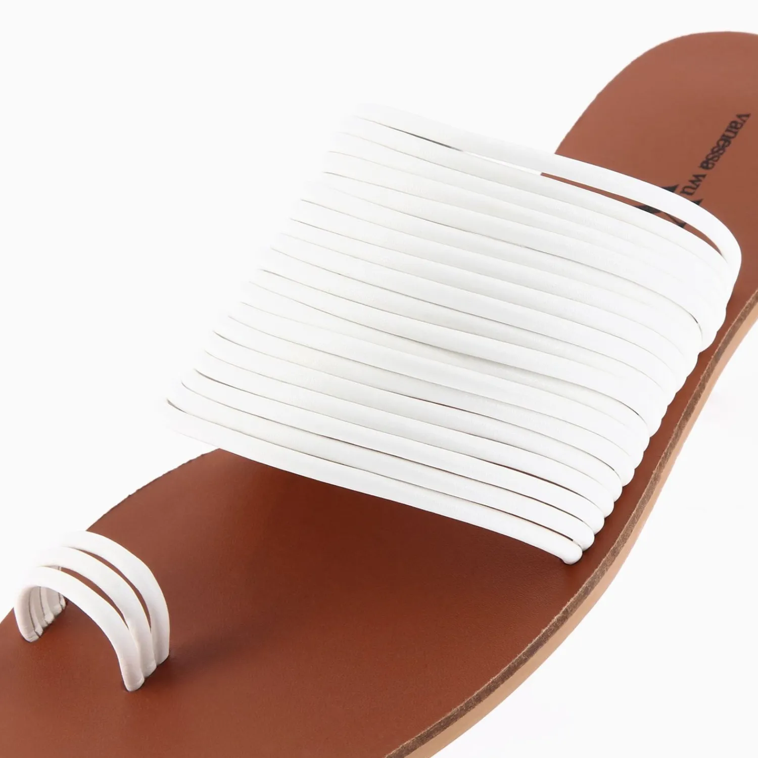Vanessa Wu Sandales Plates>Mules Thea Blanches A Multiples Brides Et Passe-Pouce