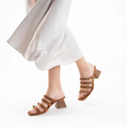 Vanessa Wu Sandales À Talon, Compensées>Mules Vera Multibrides Cafe A Talon Pyramide