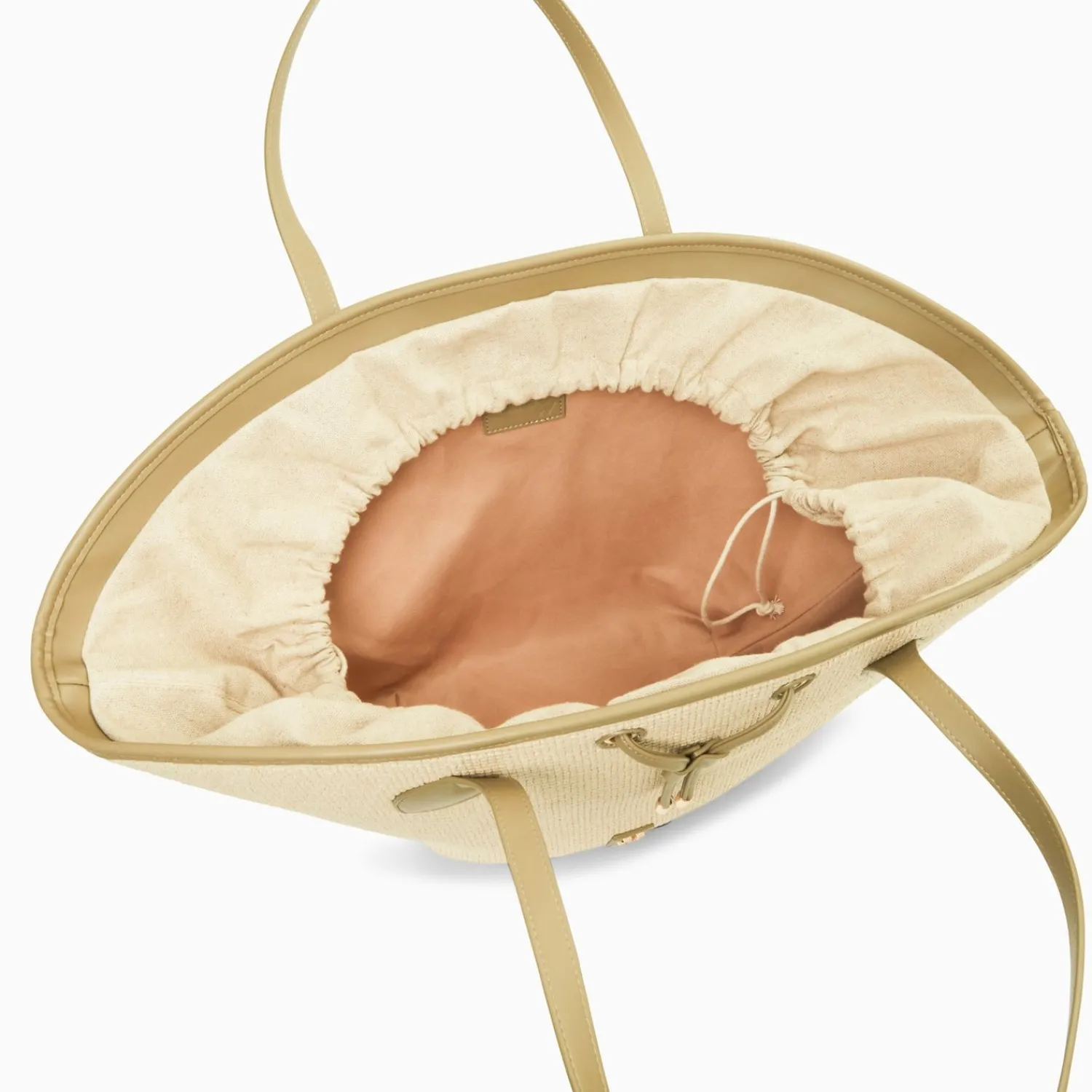 Vanessa Wu Sacs>Panier Oversize Vivienne En Raphia Beige A Details Kaki
