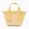 Vanessa Wu Sacs>Petit Panier Juliana En Raphia Beige A Details Jaunes