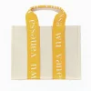 Vanessa Wu Sacs>Petit Sac A Main Shopper Ophra Beige Et Jaune