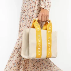 Vanessa Wu Sacs>Petit Sac A Main Shopper Ophra Beige Et Jaune