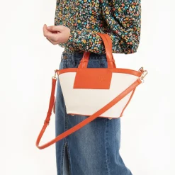Vanessa Wu Sacs>Petit Sac Cabas Trapeze Eve Beige Et Orange