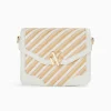 Vanessa Wu Sacs>Petit Sac Cartable Aline Blanc Et Beige Tresse