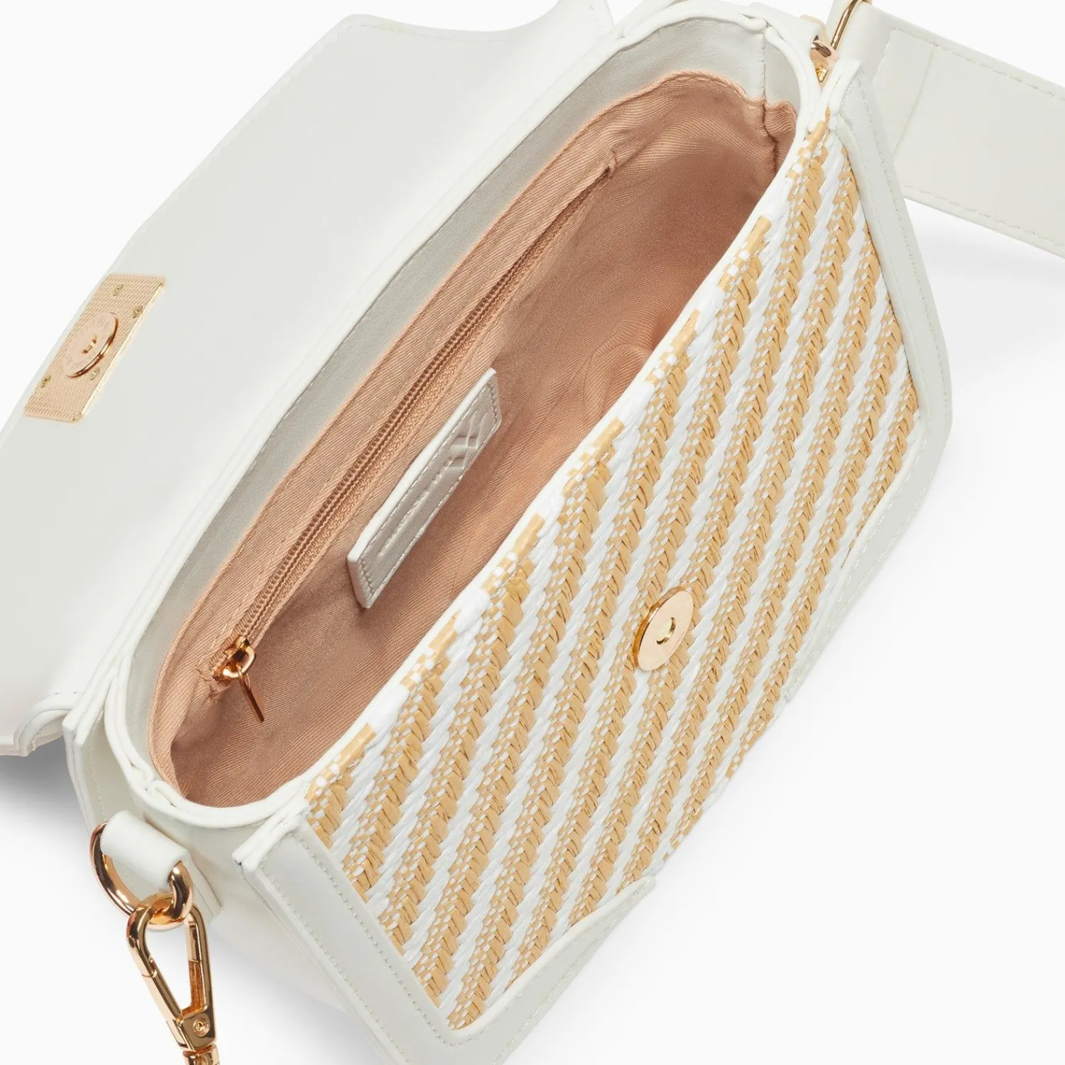 Vanessa Wu Sacs>Petit Sac Cartable Aline Blanc Et Beige Tresse