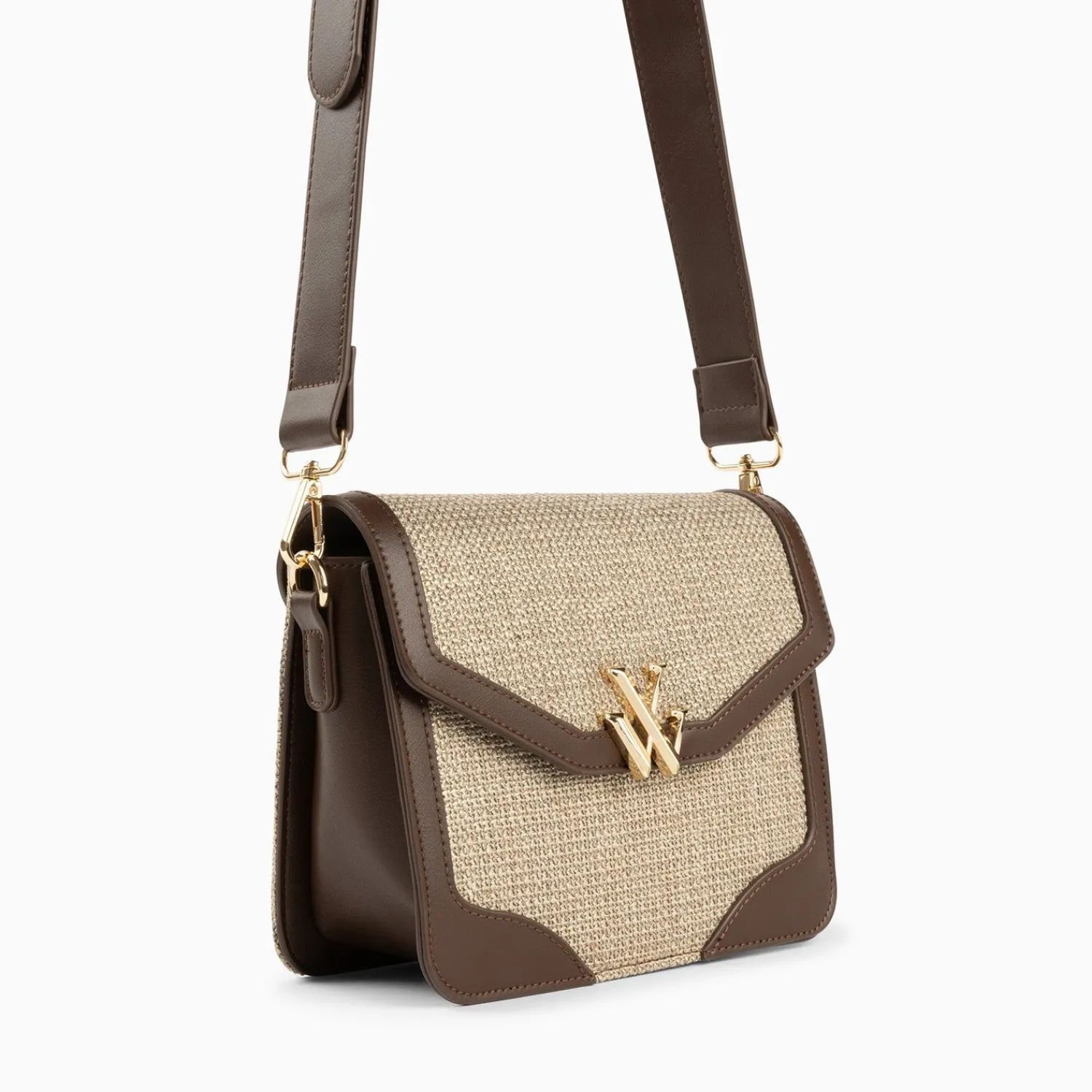 Vanessa Wu Sacs>Petit Sac Cartable Blair Marron En Tweed