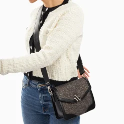 Vanessa Wu Sacs>Petit Sac Cartable Blair Noir En Tweed