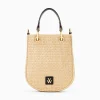 Vanessa Wu Sacs>Petit Sac Mounia En Raphia Beige A Details Noirs