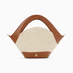 Vanessa Wu Sacs>Petit Sac Panier Juliane Beige Et Camel