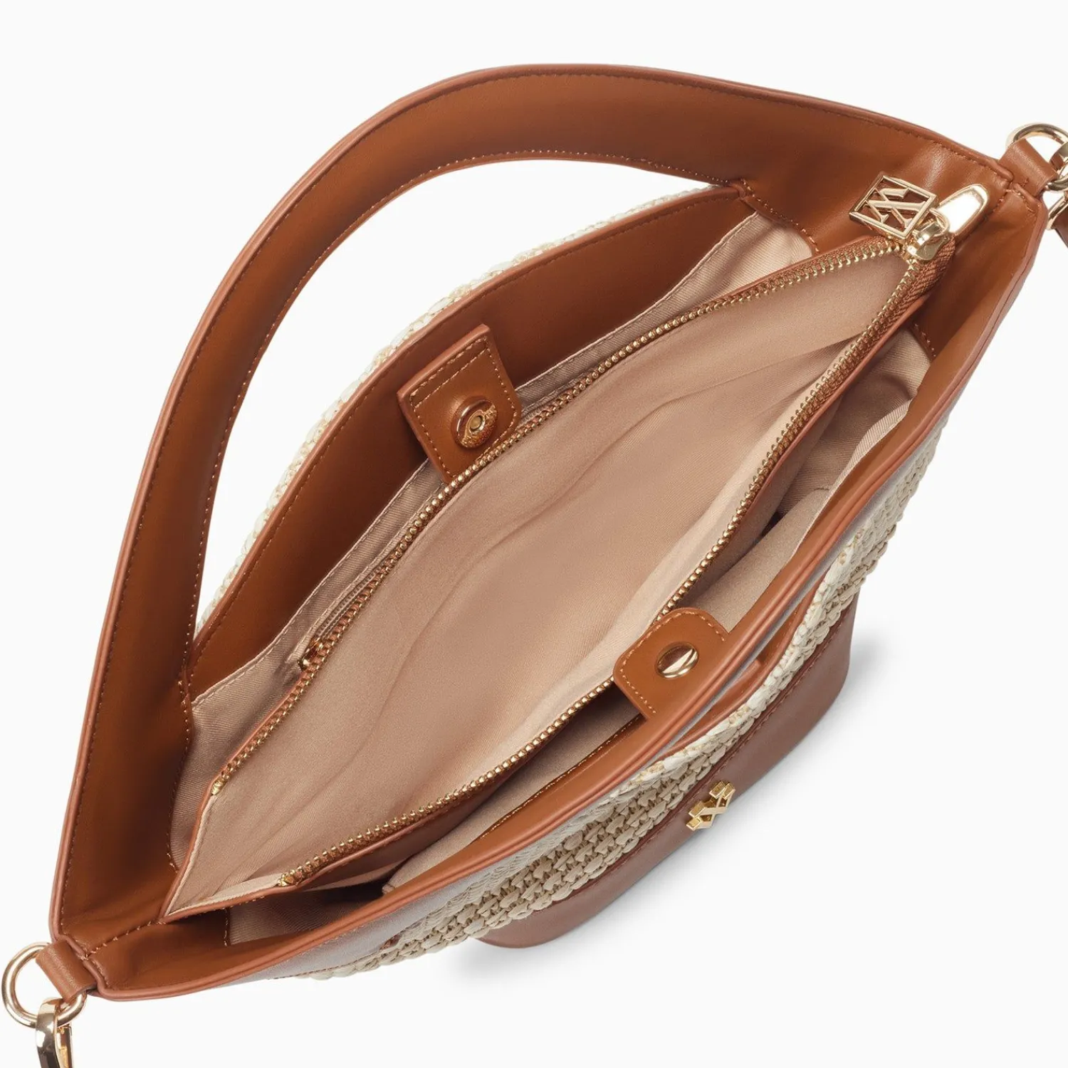 Vanessa Wu Sacs>Petit Sac Panier Juliane Beige Et Camel