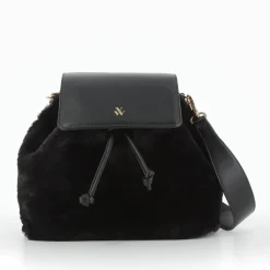 Vanessa Wu Sacs>Sac A Dos Edith Noir En Fausse Fourrure