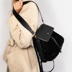 Vanessa Wu Sacs>Sac A Dos Edith Noir En Fausse Fourrure