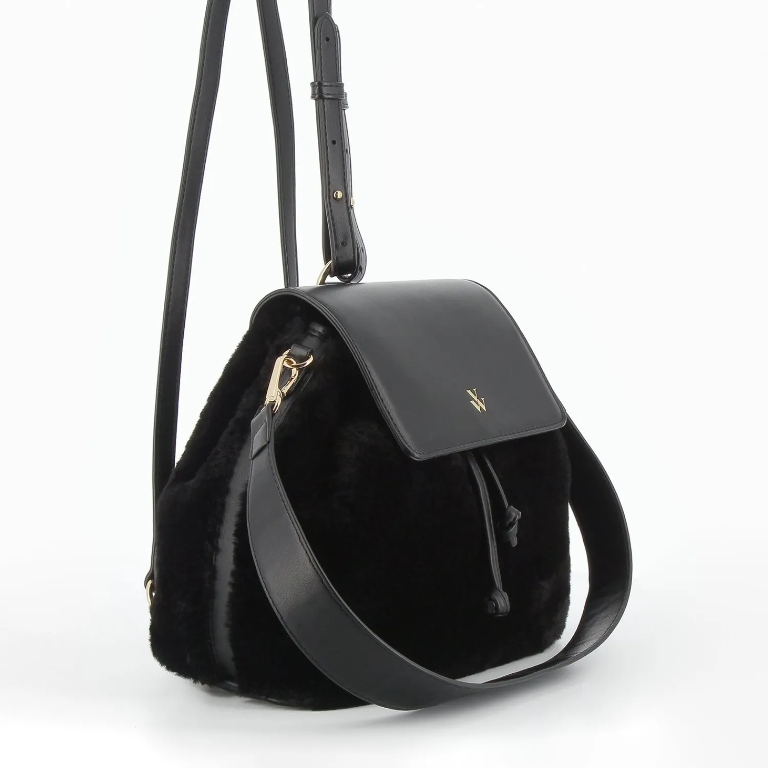 Vanessa Wu Sacs>Sac A Dos Edith Noir En Fausse Fourrure