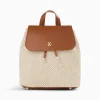 Vanessa Wu Sacs>Sac A Dos Myriam En Raphia Ecru Et Camel
