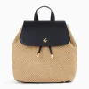 Vanessa Wu Sacs>Sac A Dos Myriam En Raphia Beige Et Noir