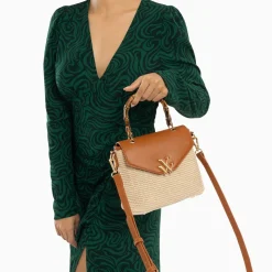 Vanessa Wu Sacs>Sac A Main Gwenaelle Camel A Anse En Faux Bambou